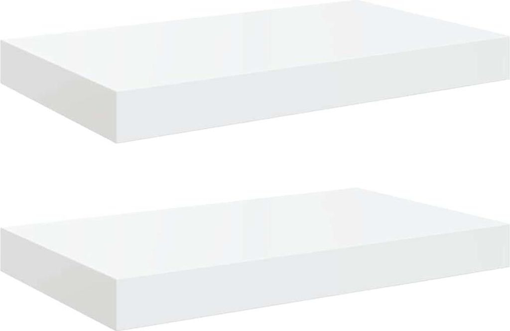 vidaXL Schweberegale 2 Stk. Hochglanz-Weiß 40x23x3,8 cm MDF Produktbild 