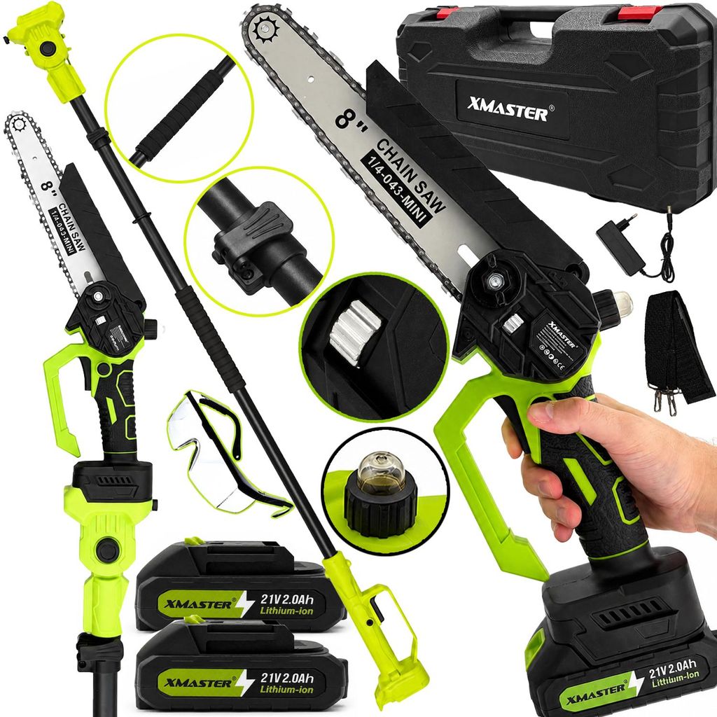 XMaster Akku-Kettensäge, 8-Zoll-Sägeblatt, mit Produktbild 