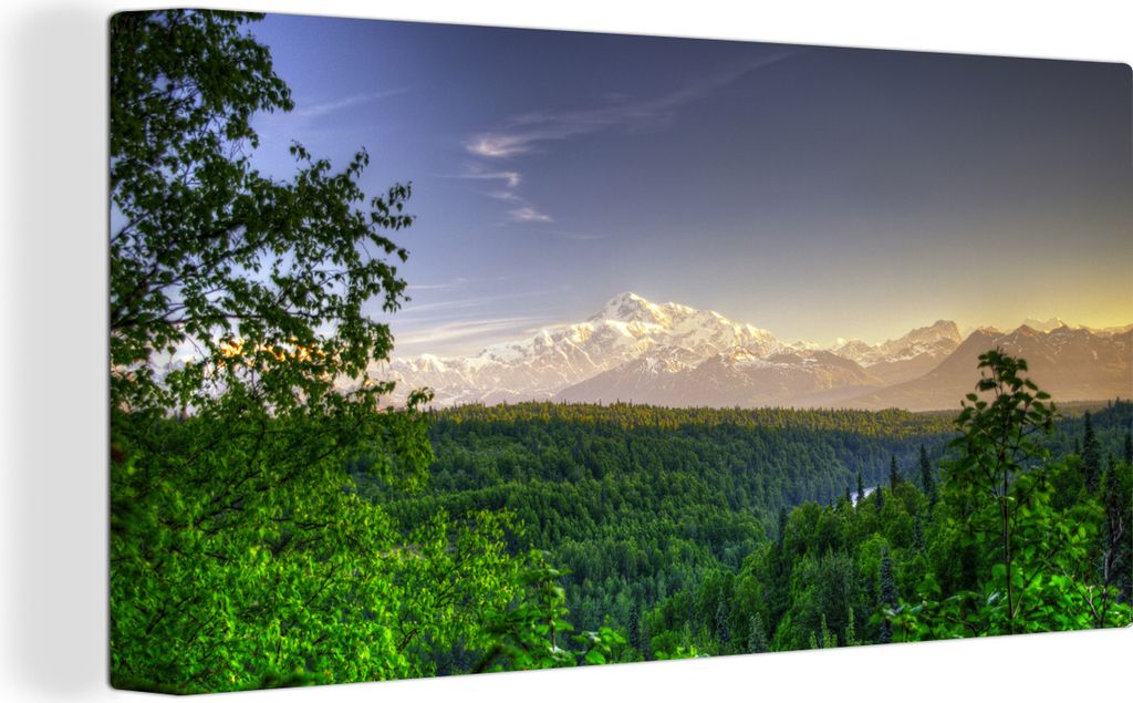 OneMillionCanvasses - Leinwandbilder - 140x90 cm, Grüne Landschaft im Wrangell-St. Elias-Nationalpark in Alaska, Wandbilder Kunstdruck Wanddekor...