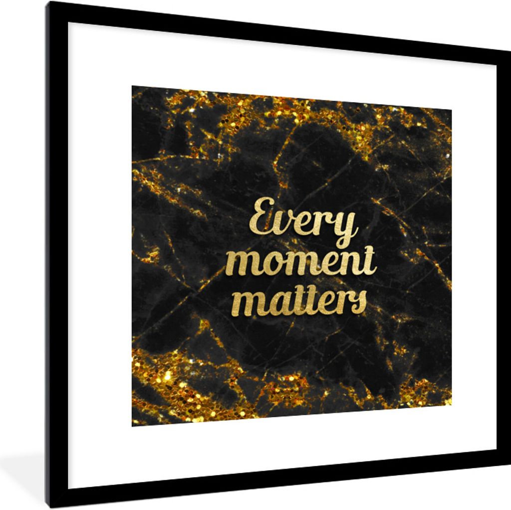 MuchoWow® Gerahmtes Poster Zitat - Gold - Glitter - Marmor Produktbild 