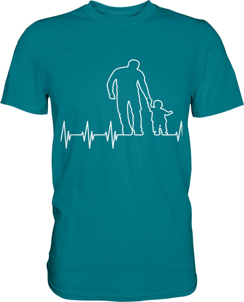 Vater und Sohn Freundschaft Herzschlag Herren Premium Shirt Produktbild 