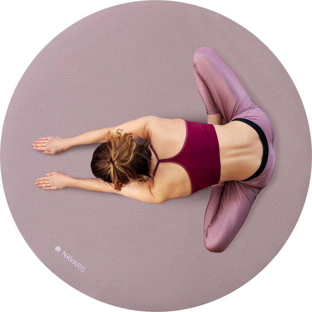Navaris Yogamatte rund rutschfest groß - Ø 120cm Yoga Matte extra 0,6cm dick Fitnessmatte für Männer und Frauen Sportmatte Gymnastikmatte