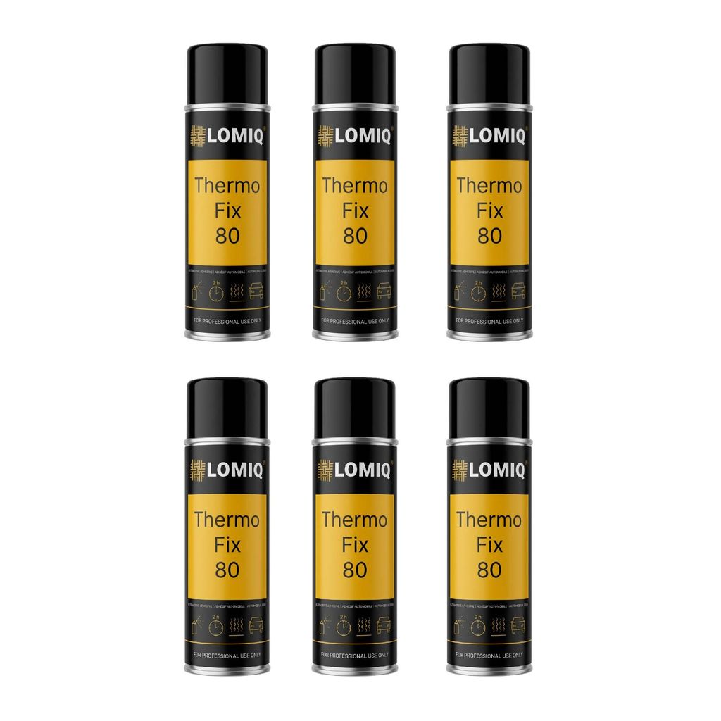 LOMIQ Sprühkleber THERMOFIX, 6stk, 500ml, Universal Textilkleber, Stark Stoffkleber für Dachhimmel Stoff, Polsterstoff, Filz, Kunstleder, Flexibl...