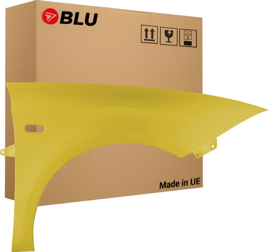BLU Kotflügel Passend für Seat Leon II 2 1P1 LS1A Rechts Gelb AmarilloCrono | 2005-2012 | Vorderseite Vorne | Lackiert | Einbaufertig