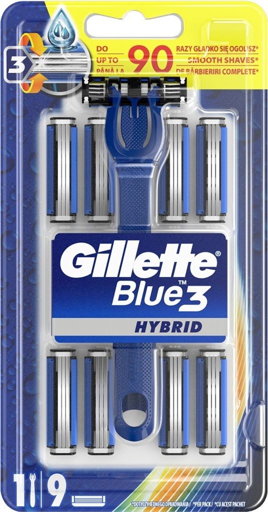 Gillette Blue 3 Hybrid Maszynka do golenia + 9 wymiennych Zdjęcie produktu 