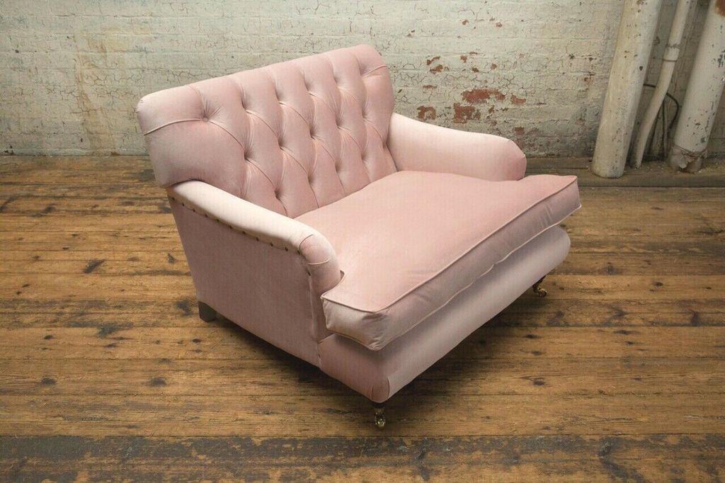 Design Chesterfield Stoff Sessel 1.5 Sitzer Polster Sofas Lounge Neu Club Rosa