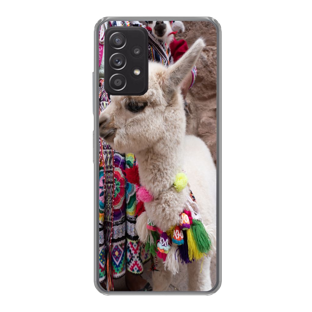 MuchoWow Handyhülle Schutzhülle Hülle für Samsung Galaxy A53 5G Alpaka - Halskette - Farben Silikon Softcase Handy Hülle - Schutzabdeckung