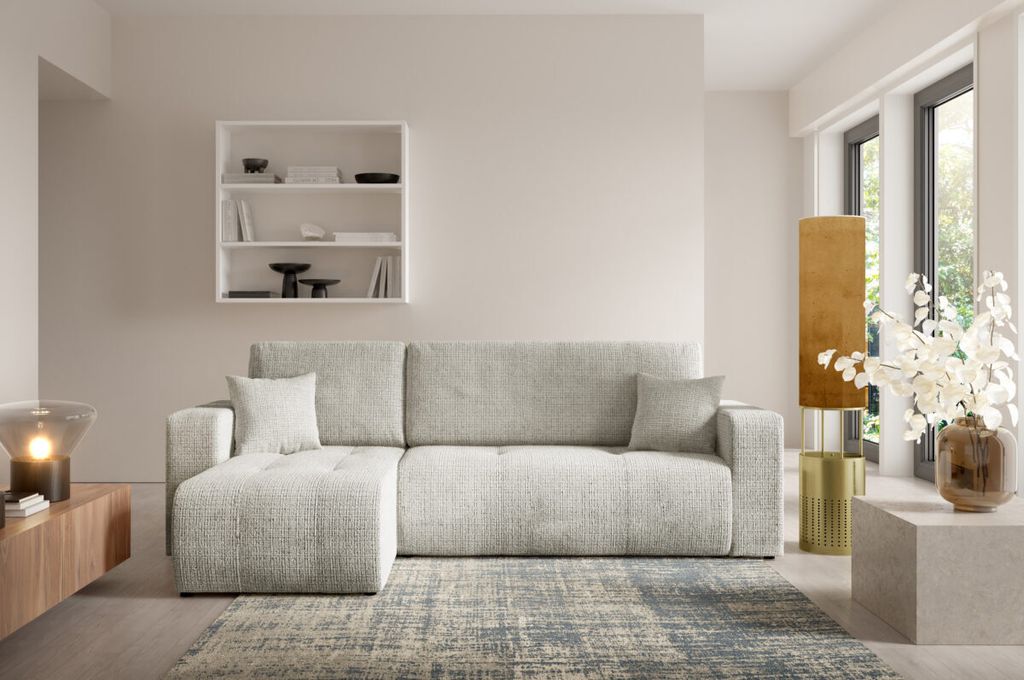Furnisell Ecksofa mit Bettkasten Schlaffunktion "VERITA L", Hellgrau