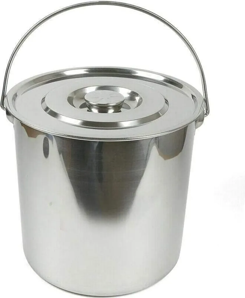 Seau à aliments 20L en acier inox pour transport de liquides et lait