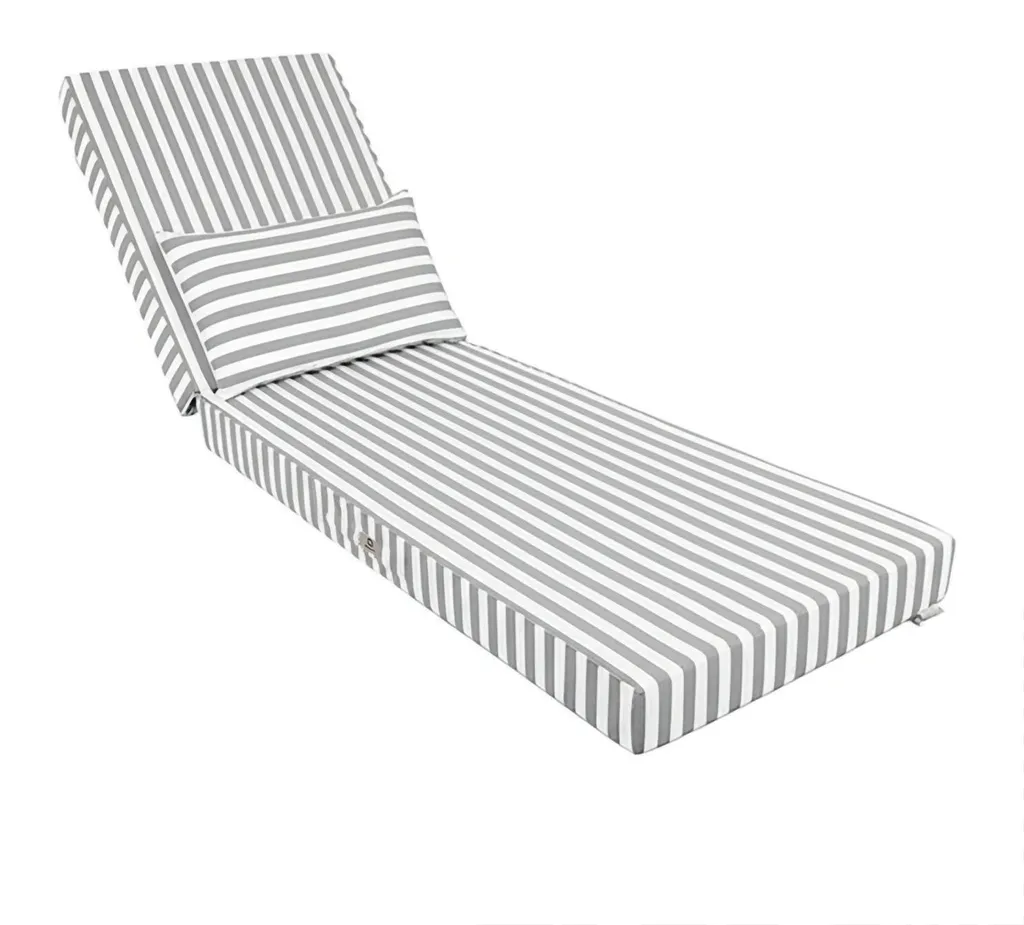 Matelas pour bain de soleil 190x60 cm rembourré coloris gris rayé