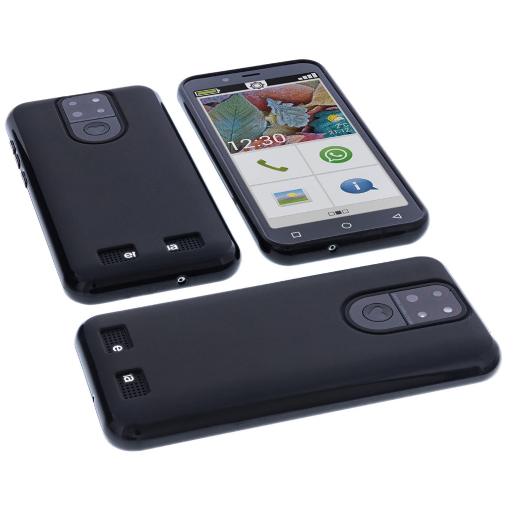 foto-kontor Hülle kompatibel mit Emporia Smart 5 Mini Schutzhülle schwarz Tasche Gummi TPU Handy Schutz Handytasche Handyhülle Smartphone Case K...