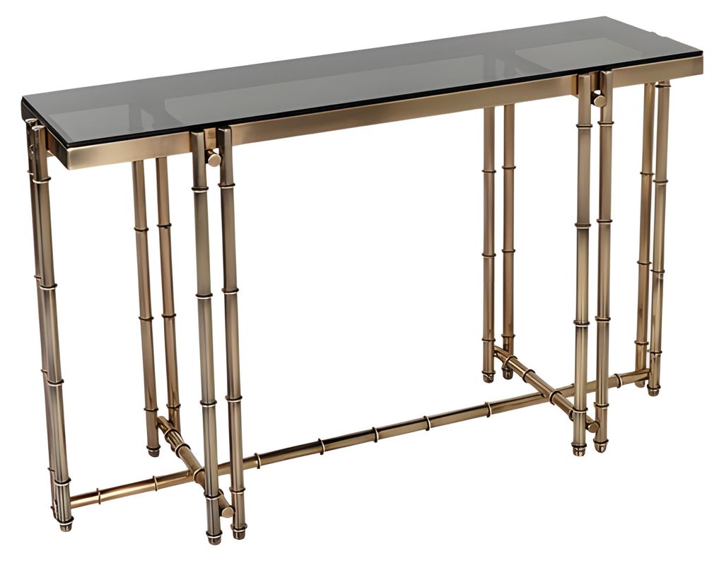 Goldener Konsolentisch aus Metall und Glas im eleganten Design