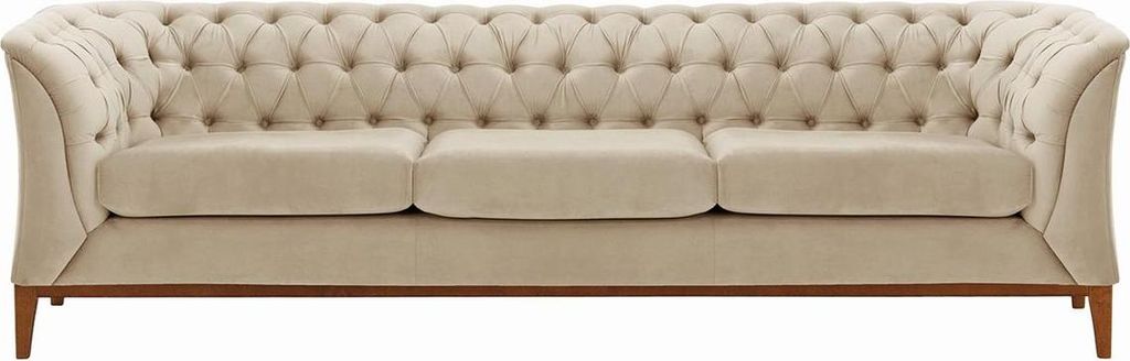 Dreisitzer-Sofa Chesterfield Modern Wood aus medizinischem Schaumstoff-Velluto 2-aveo