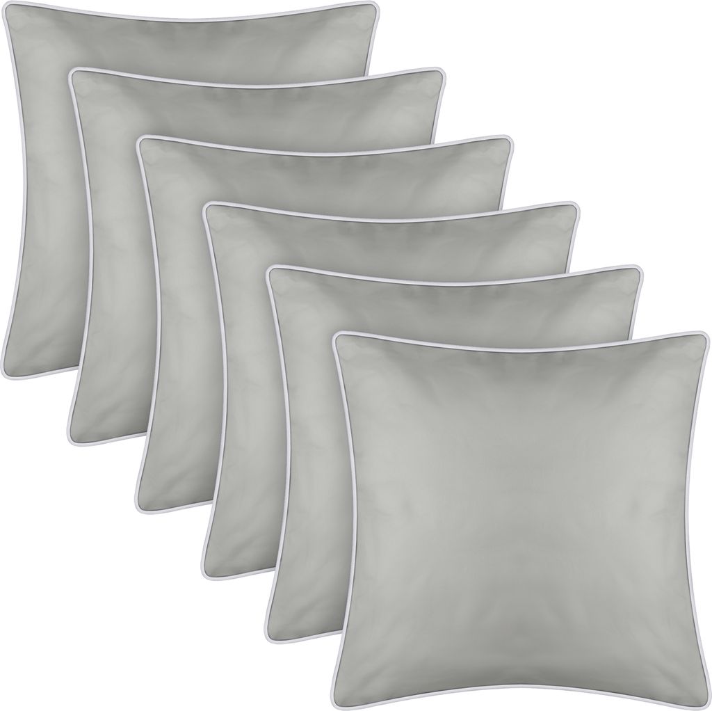 Outdoor Kissen mit Paspel 6er Pack ( 45 x 45 cm ) Beige - Dekokissen Garten Reißverschluss - Schmutz- und Wasserabweisend - abnehmbarer Bezug