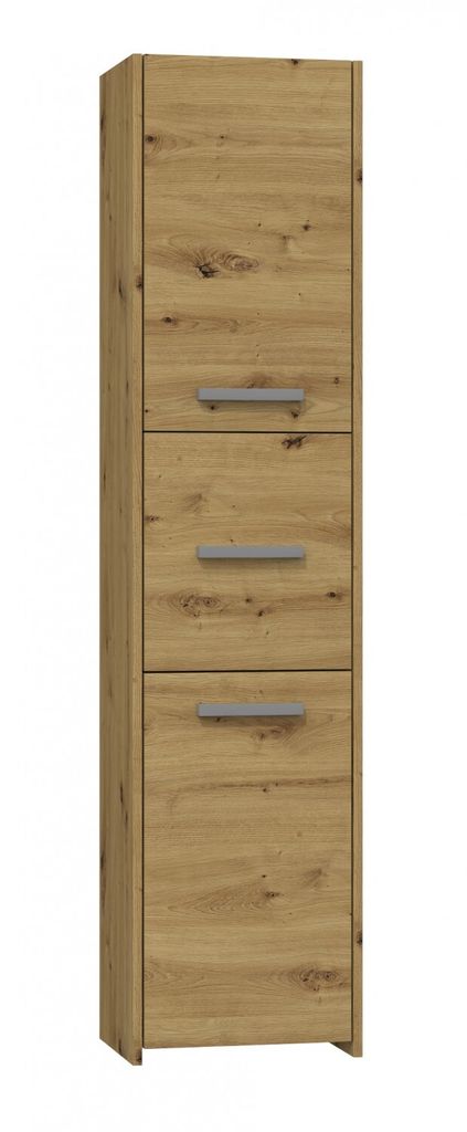 Schmaler Schrank für das Badezimmer MARGO – Eiche Artisan Produktbild 1