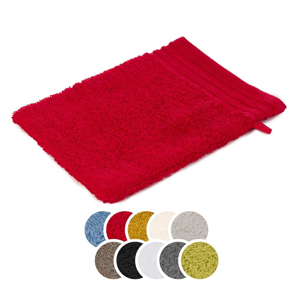 liebling Waschhandschuh Baumwolle, Serie Frankfurt, 400 gr. / m², 16 x 21 cm, 60 Grad, mit hochw. Borte, saugstark, rot