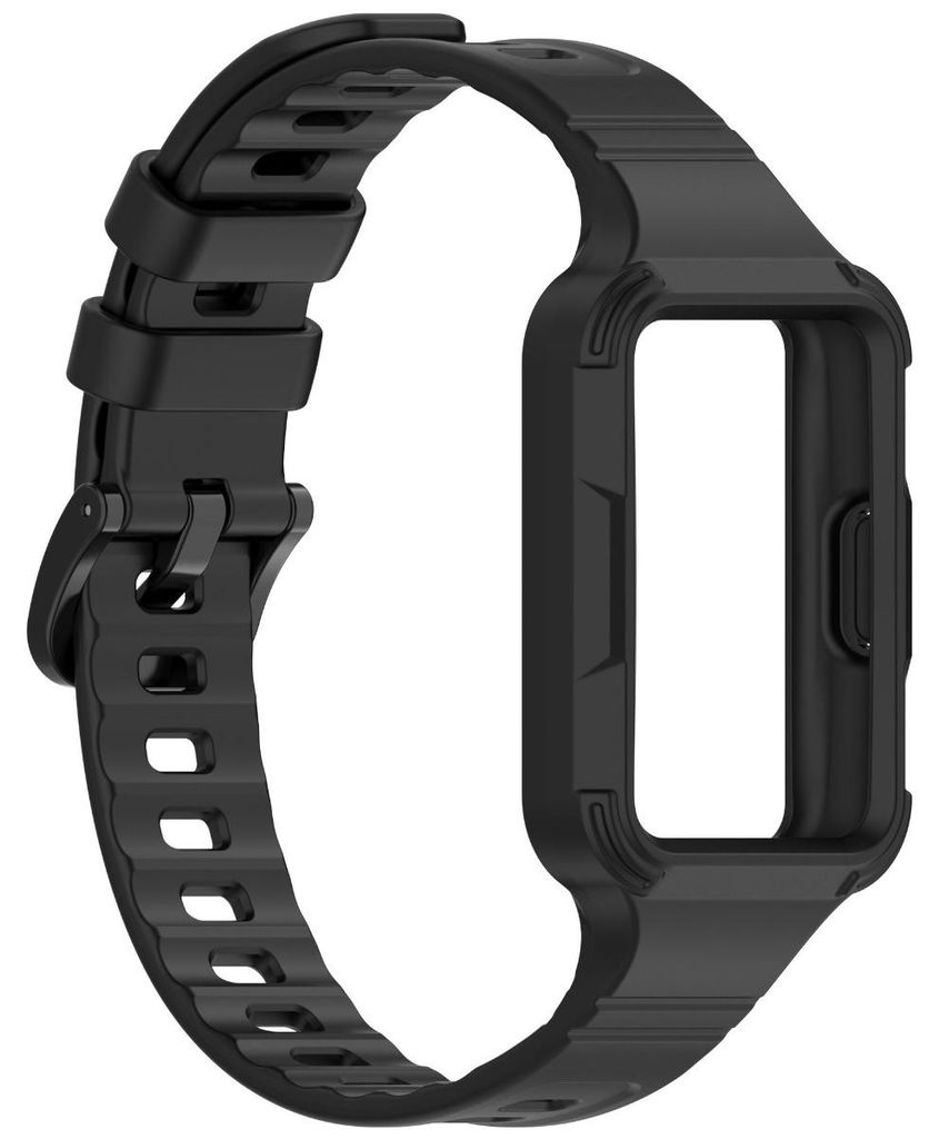 INF Einteiliges Armor-Armband für Huawei Band 11 Silikon 21cm atmungsaktiv Schwarz