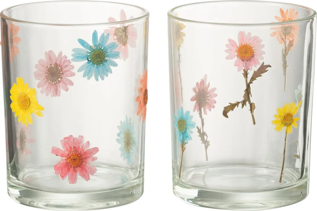 Grand photophore en verre décoratif Posy J-Line lot de 2 assortis