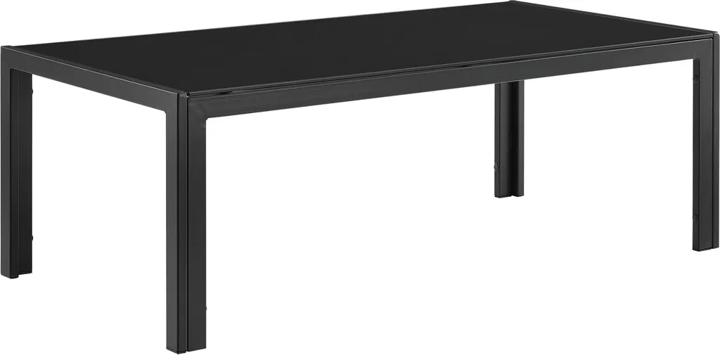 Tavolino da Giardino Moderno 100x50x35cm | Vetro e Ferro Nero Esterno
