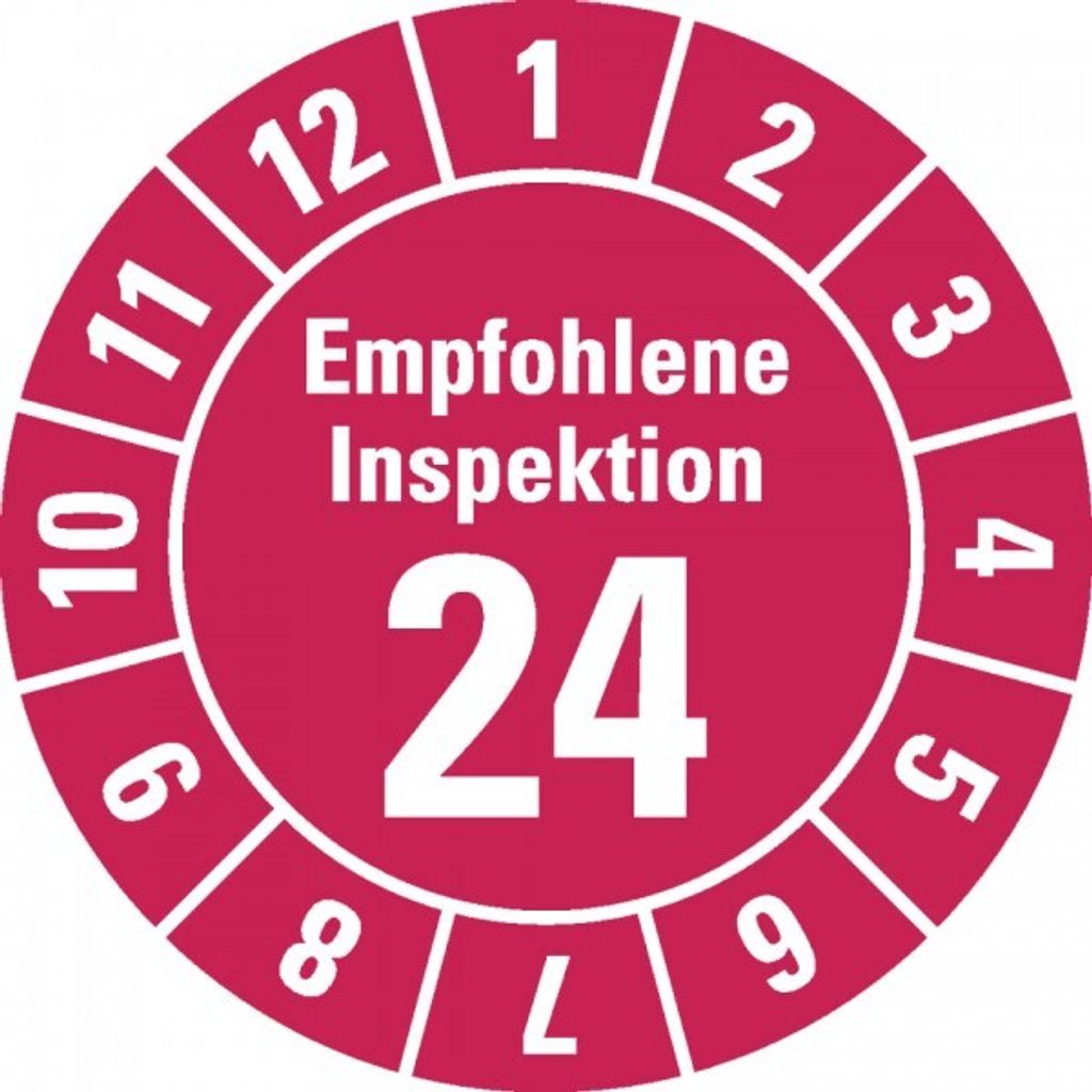 Dreifke Aufkleber I Prüfplakette Empfohlene Inspektion 24, rot, Dokumentenfo...
