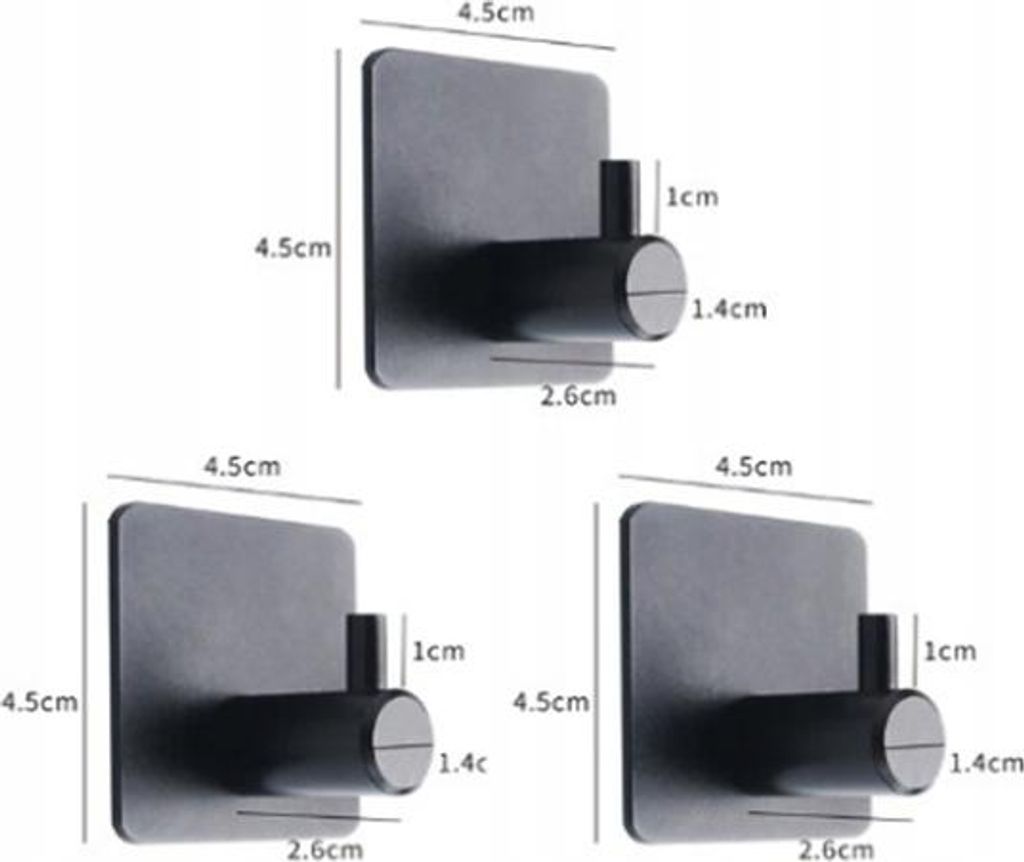 Badezimmer Handtuch Kleiderbügel Metall Set Schwarz 3 Stk