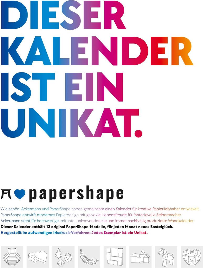 PaperShape - Dieser Kalender ist ein Unikat - Immerwährender Kalender