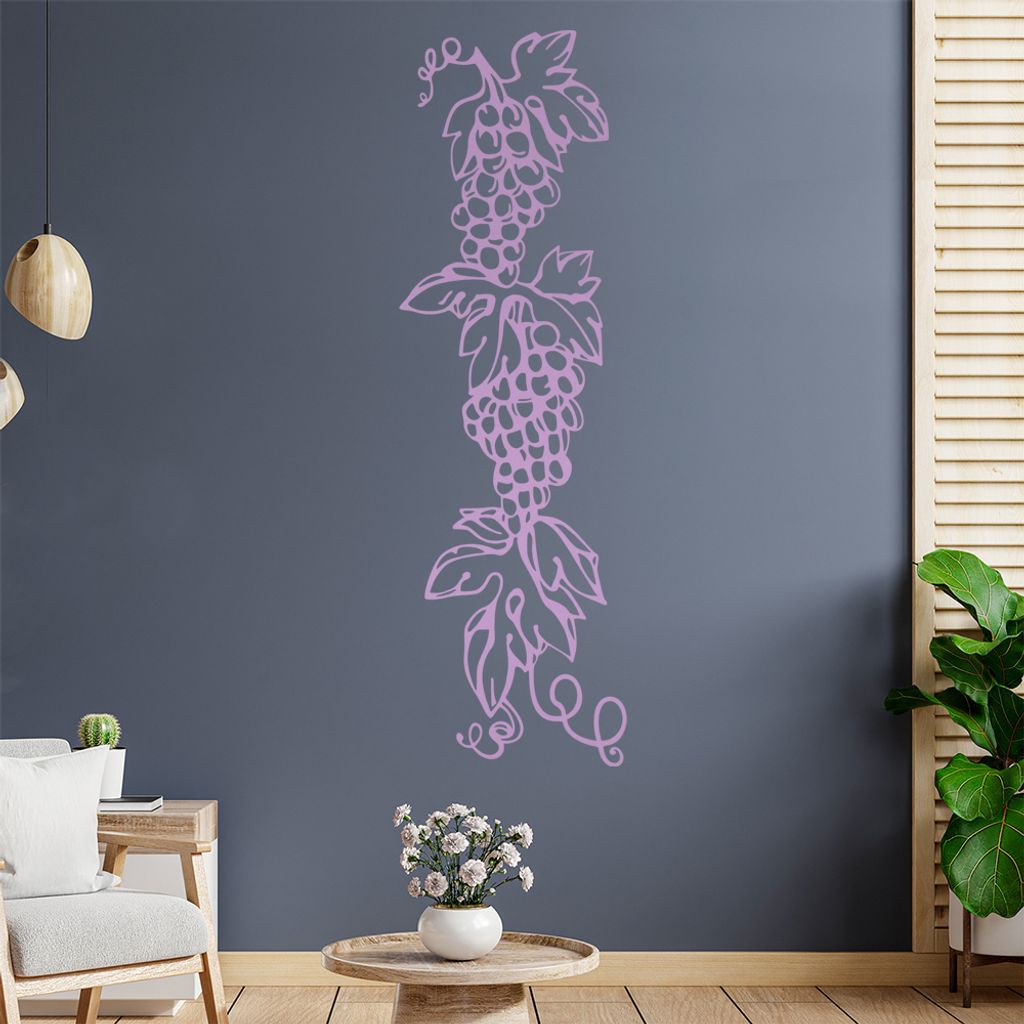 Weintrauben - Pflanze Wandtattoo in 6 Größen - Wandaufkleber Wall Sticker - Dekoration, Küche, Wohnzimmer, Schlafzimmer, Badezimmer
