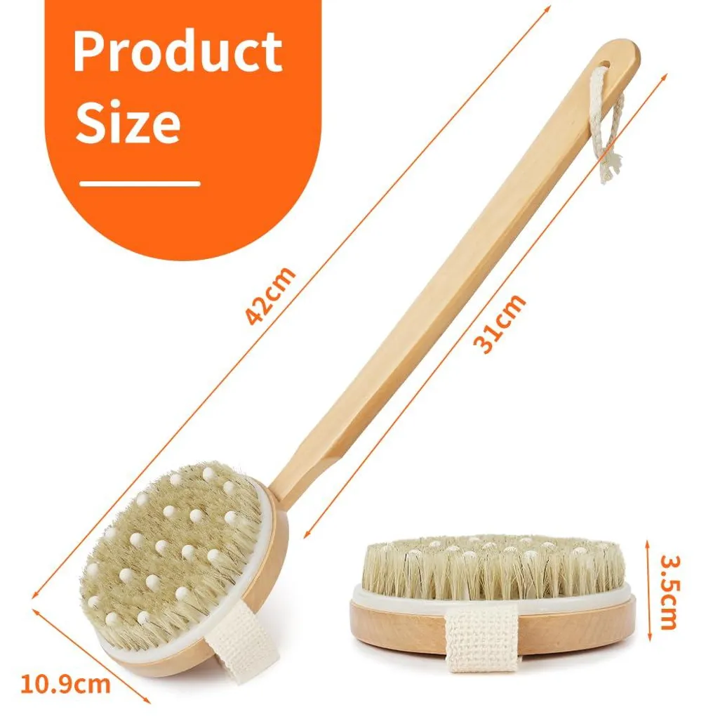 Brosse de douche à long manche amovible et poils souples pour le corps
