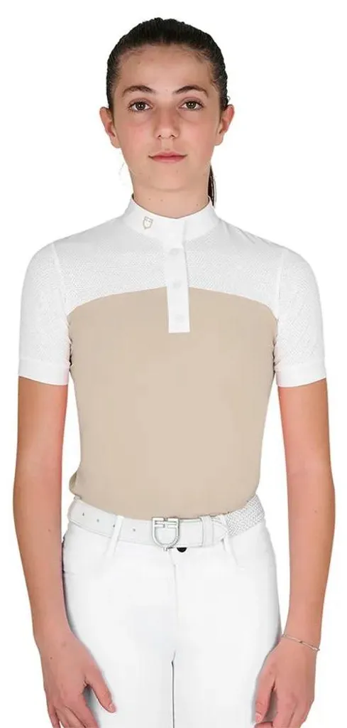 Tenue d'équitation été pour fille de 8 ans, polo Equestro beige mesh