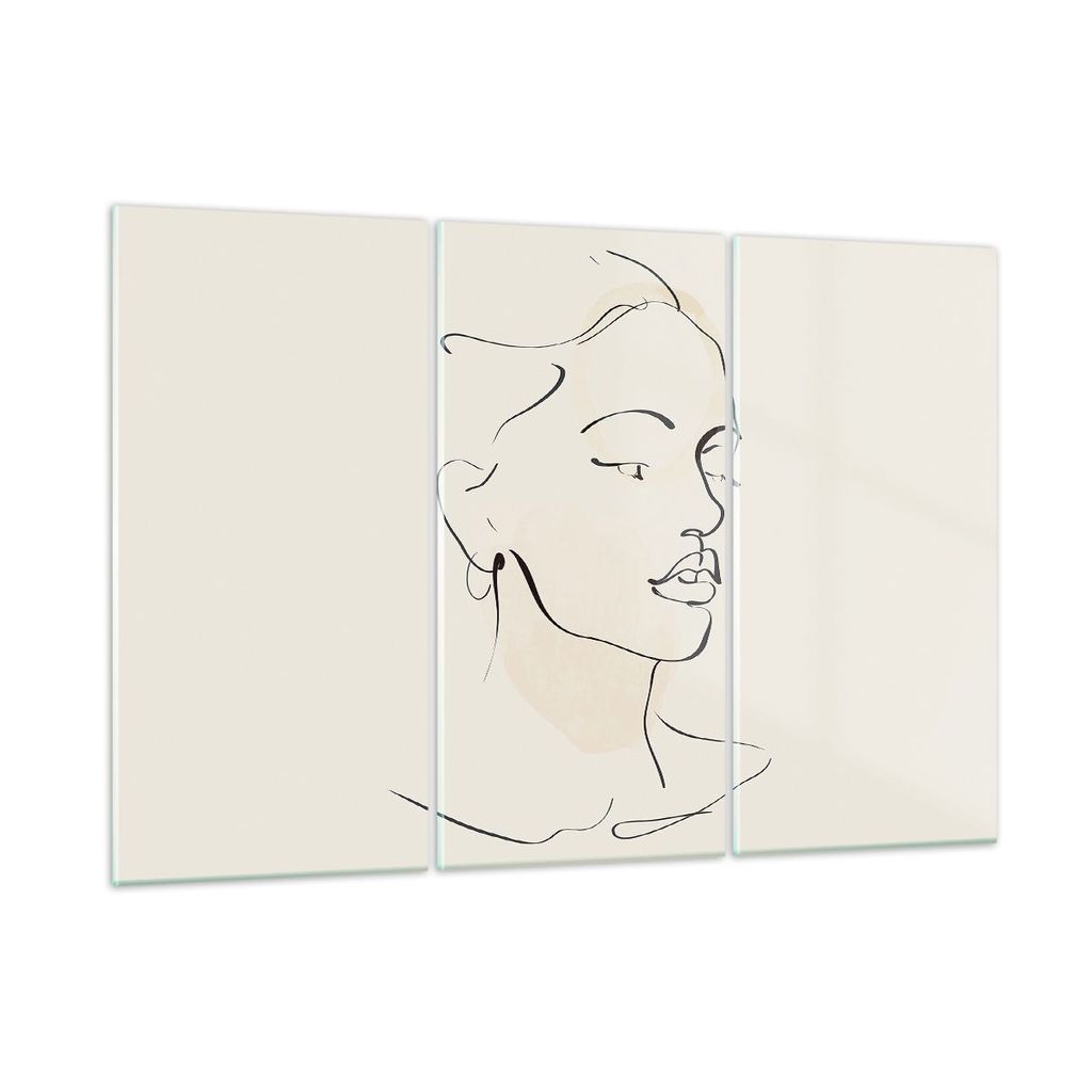 Bilder auf glas - 3 Teile - Frau Zeichnung Linie - 105x70cm - Glasbilder - Wandbilder - Bilder - zum Aufhängen bereit - Wanddekoration aus Glas - ...