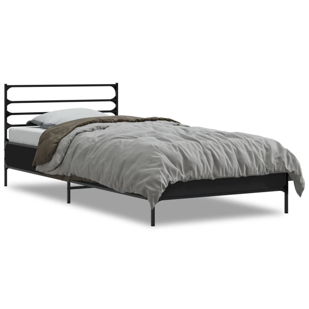 "im Sonderangebot"Bettgestell - CLORIS - Einzelbett - Schwarz 90x190 cm - Einfache Montage - Holzwerkstoff und Metall - NeuMöbel2778940