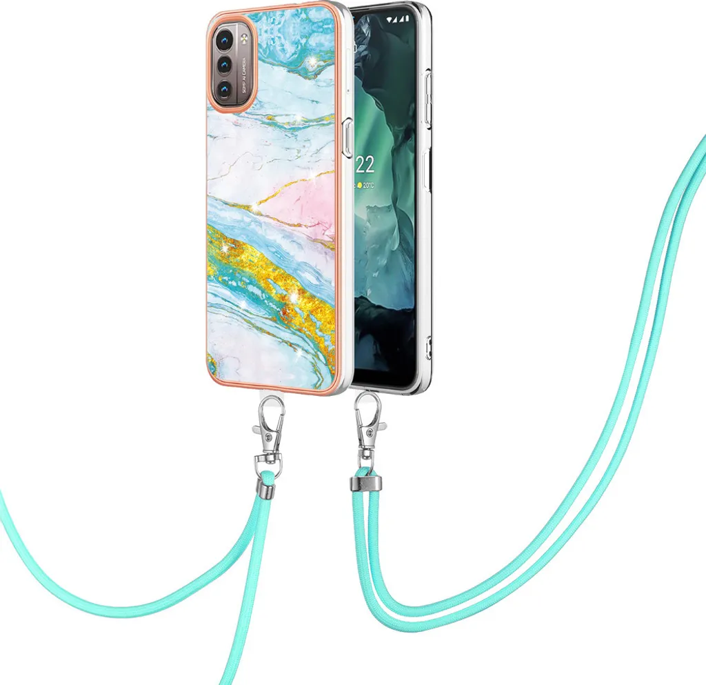 Custodia Nokia G21 / G11 con Cinturino Turchese: Protezione in TPU Soft