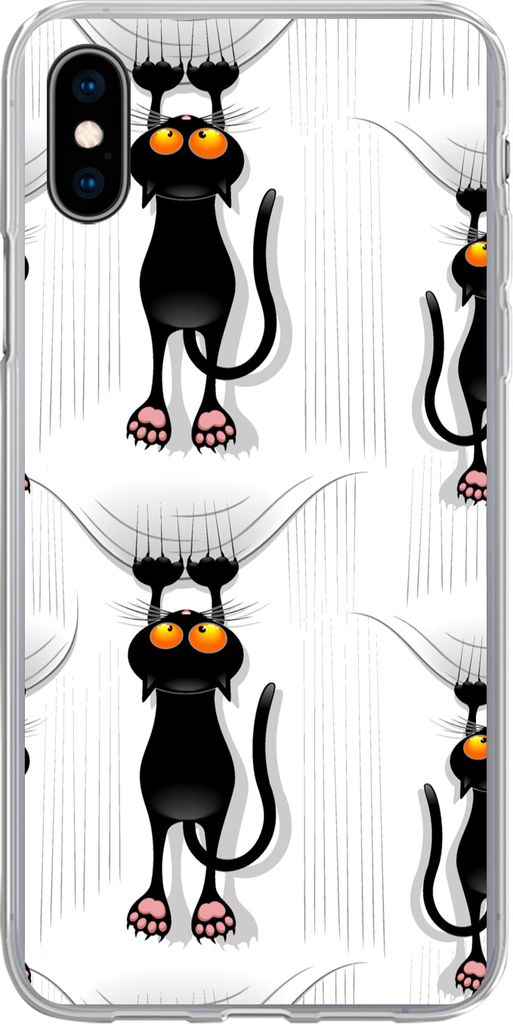 MuchoWow Handyhülle Schutzhülle Hülle für Telefoonhoesje iPhone Xs Muster - Katze - Schwarz - Jungen - Mädchen - Kinder - Kinder Silikon Sof...