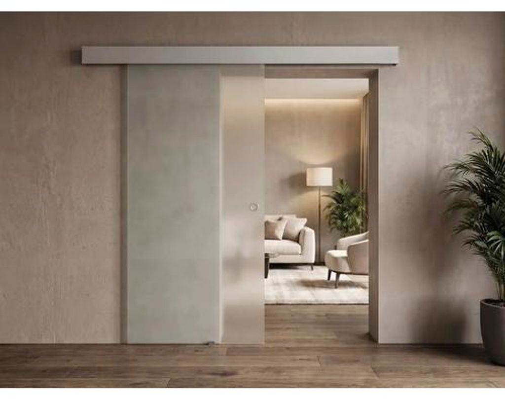 Pertura Glasschiebetür Komplettset Neta Satin 920x2050x8 mm Links/Rechts inkl. Beschlag Lovis Aluminium,Einzugsdämpfung,