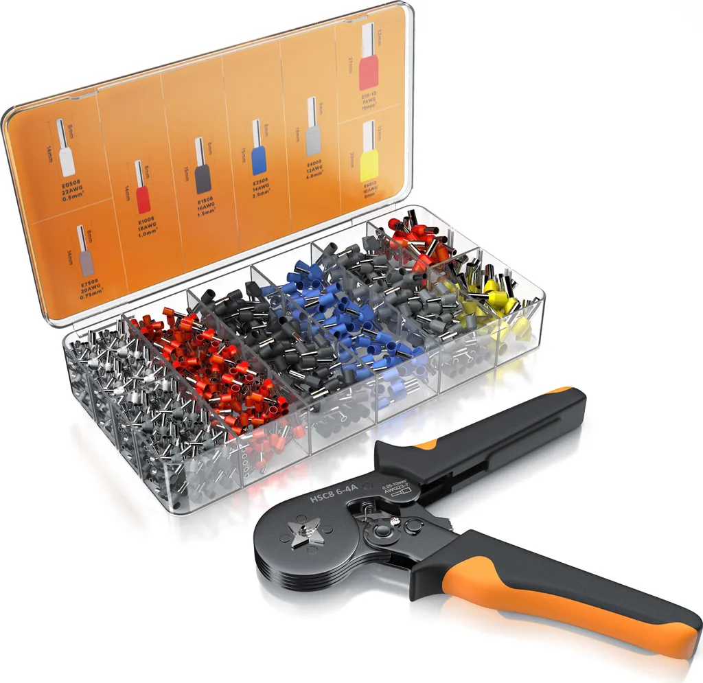 Pinza Crimpatrice Professionale Brandson + 1200 Puntalini isolati Kit