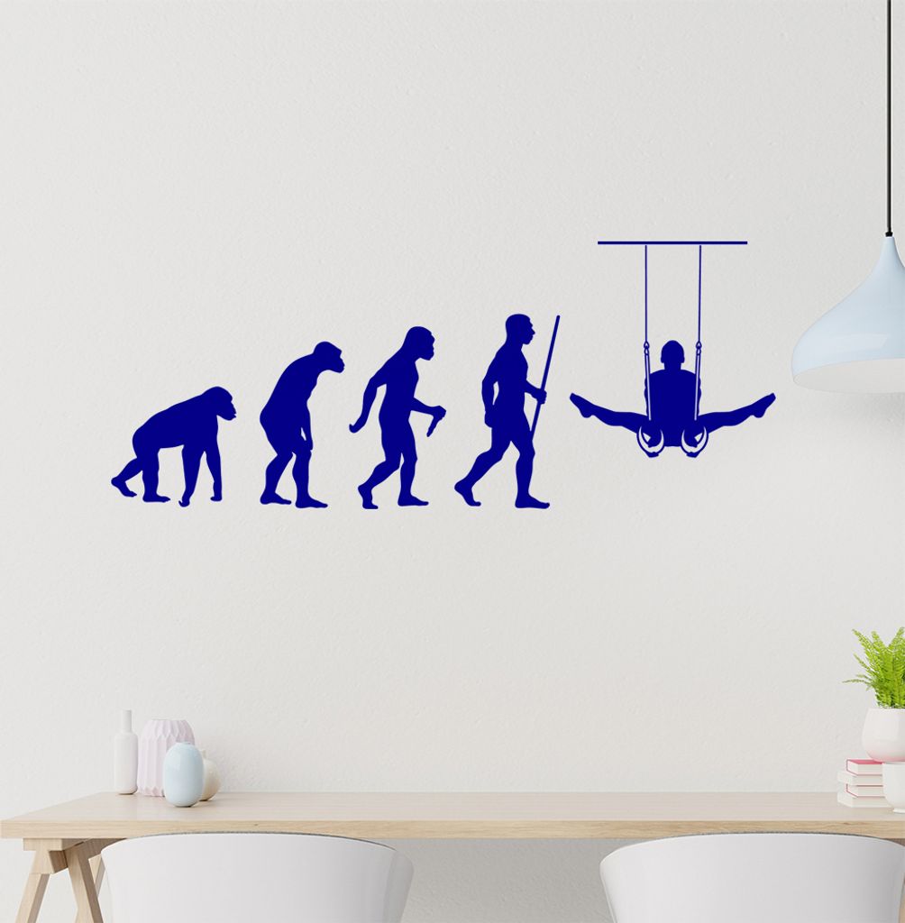 Turnen Ringe Evolution Wandtattoo Wandaufkleber Wall Sticker - Dekoration, Küche, Wohnzimmer, Schlafzimmer, Badezimmer