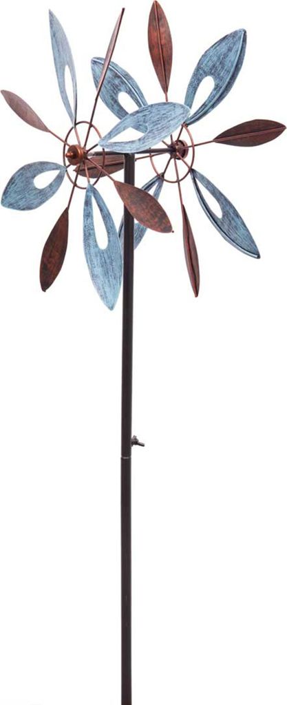 Kinetic Art: Metal Wind Spinner: Copper Flower Duett