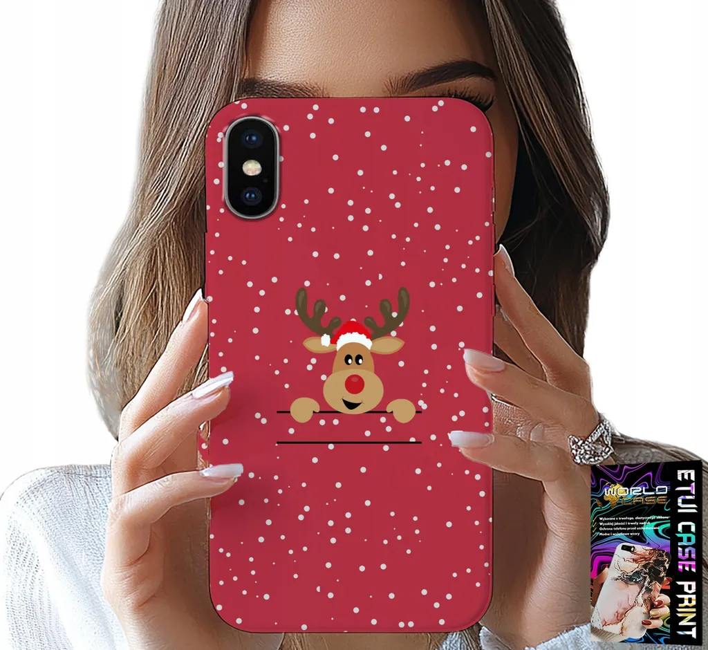 Custodia Per Iphone Xs Max - Renna Di Natale + Vetro