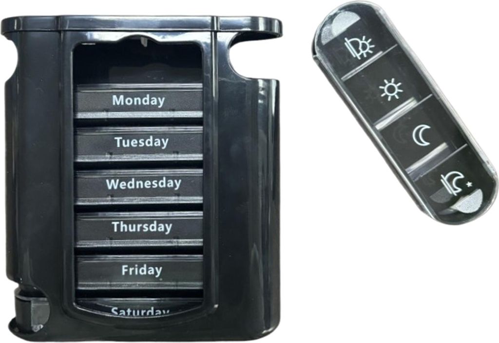 Pillendose, Medikamenten-Aufbewahrungsbox mit mehreren Fächern, BPA-frei, wasserdicht, feuchtigkeitsbeständig, wöchentliche Pillenbox