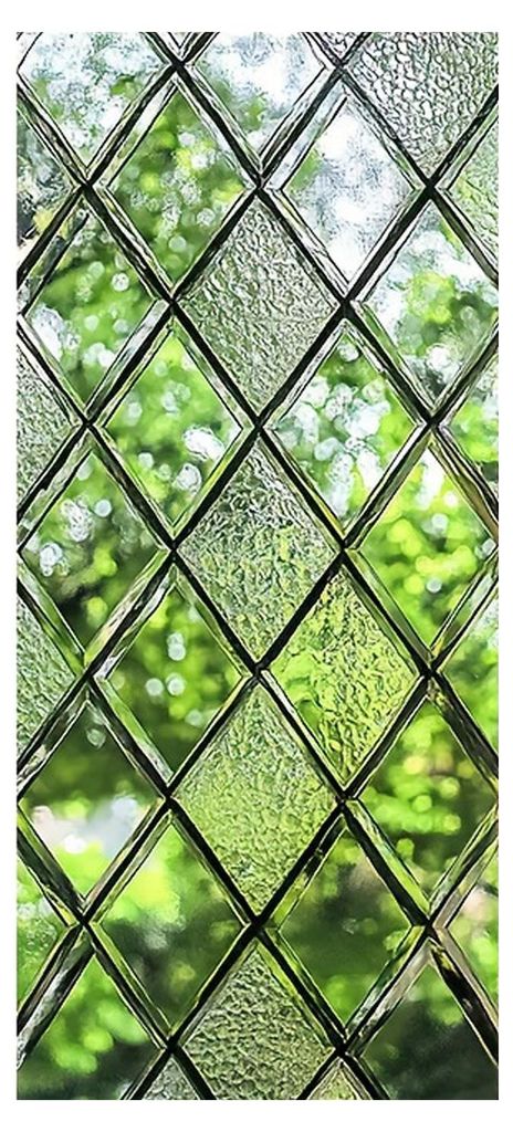 Geometrische Fensterfolie mit Rautenmuster, Sichtschutzfolie im Buntglas-Stil, statisch haftend, Sonnenschutzfolie für Fenster und Glastüren in B...