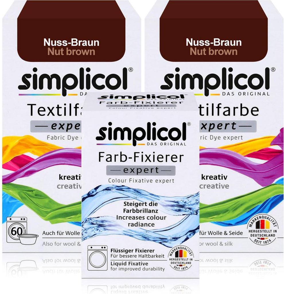 Simplicol Textilfarbe expert 2x Nuss-Braun 150g & 1x Produktbild 