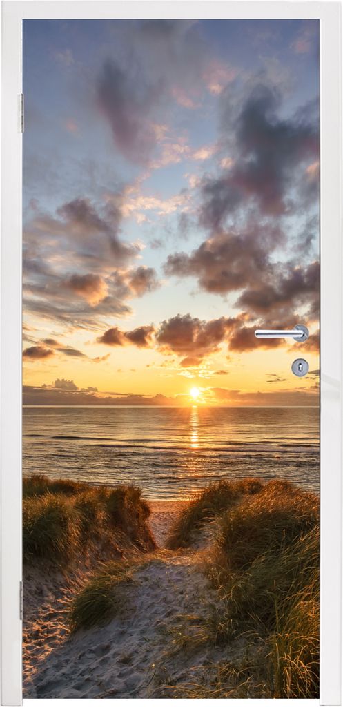 MuchoWow Türtapete Selbstklebende Türfolie Farbenfroher Sonnenuntergang über den ruhigen Dünen 80x215 cm Türposter Türaufkleber Klebefolie ...