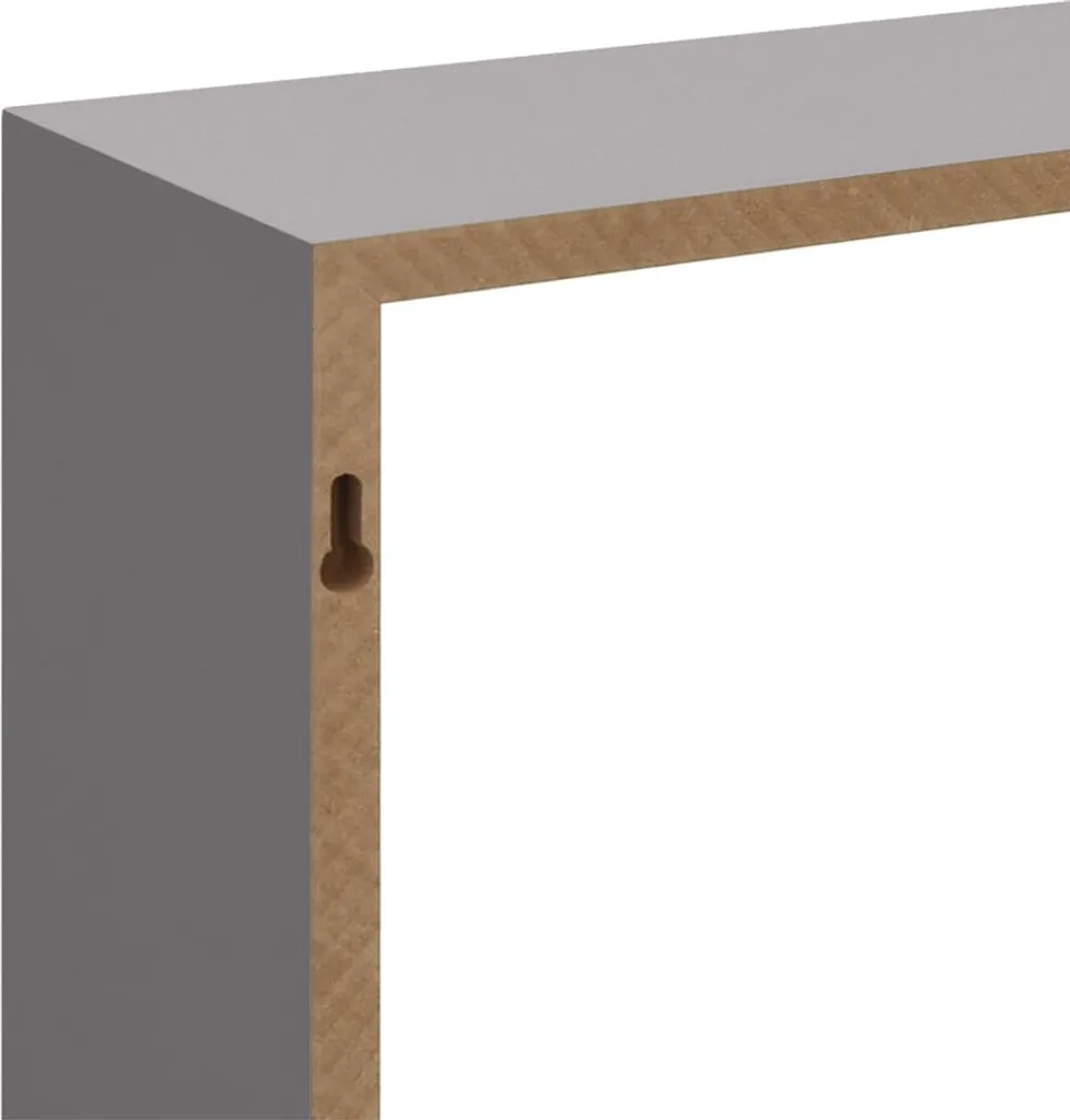 Étagères Cubes Grises en MDF Robuste - Set de 3 avec Fixation Invisible - 18