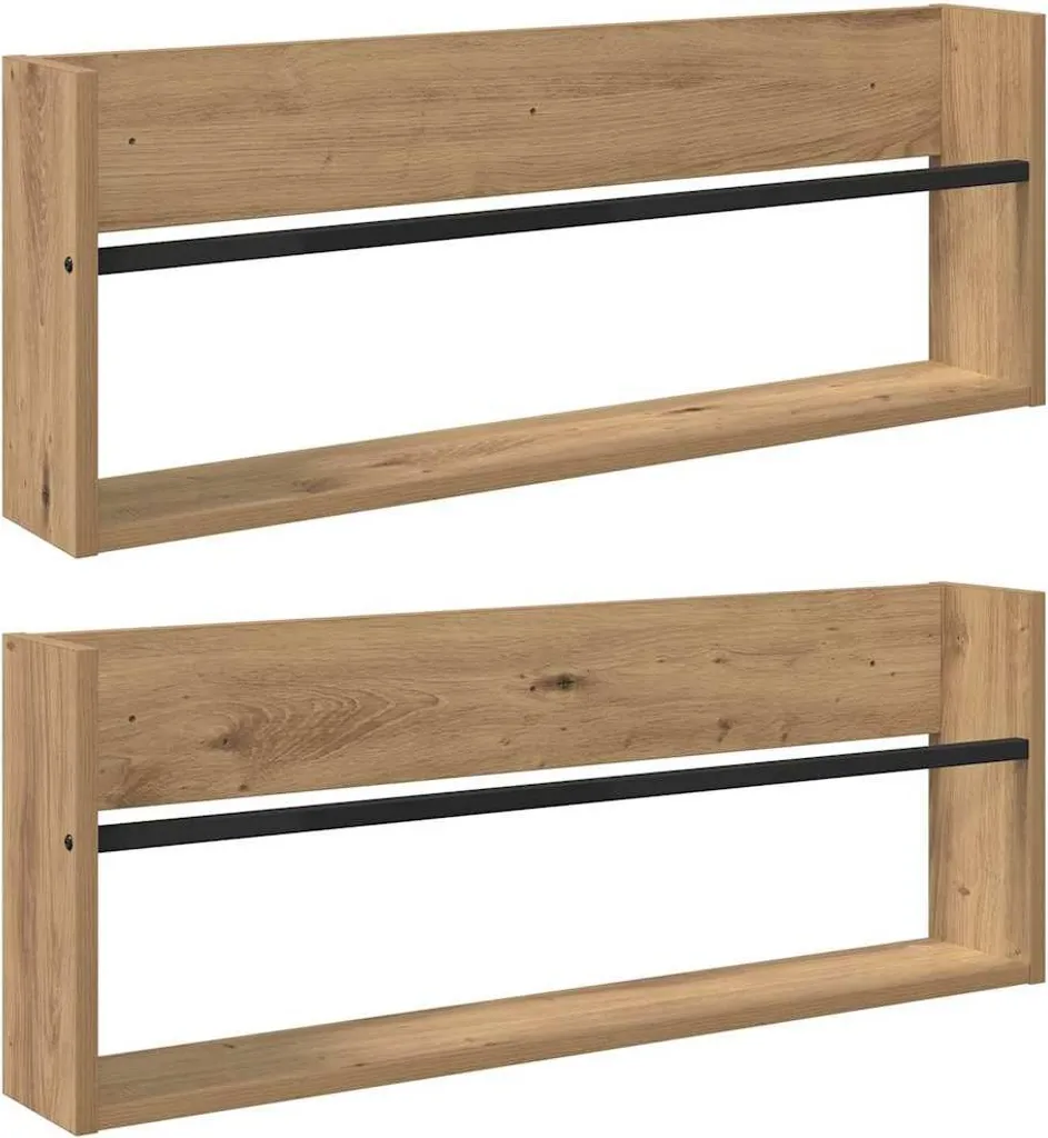 SYFAX™ Scaffale per riviste 2 pezzi Rovere artigianale 80 x 12 x 30 cm Materiale a base di legno