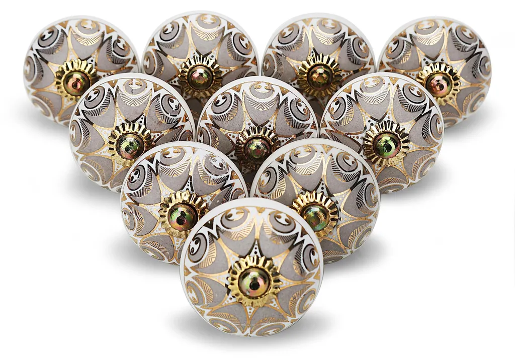 Boutons de meubles gris lot de 10 pour cuisine et buffet chic bohème
