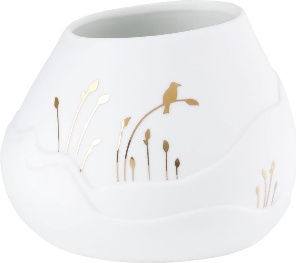 Räder Design Teelichthalter Lichtlandschaft Vogel Weiß-Gold Produktbild 