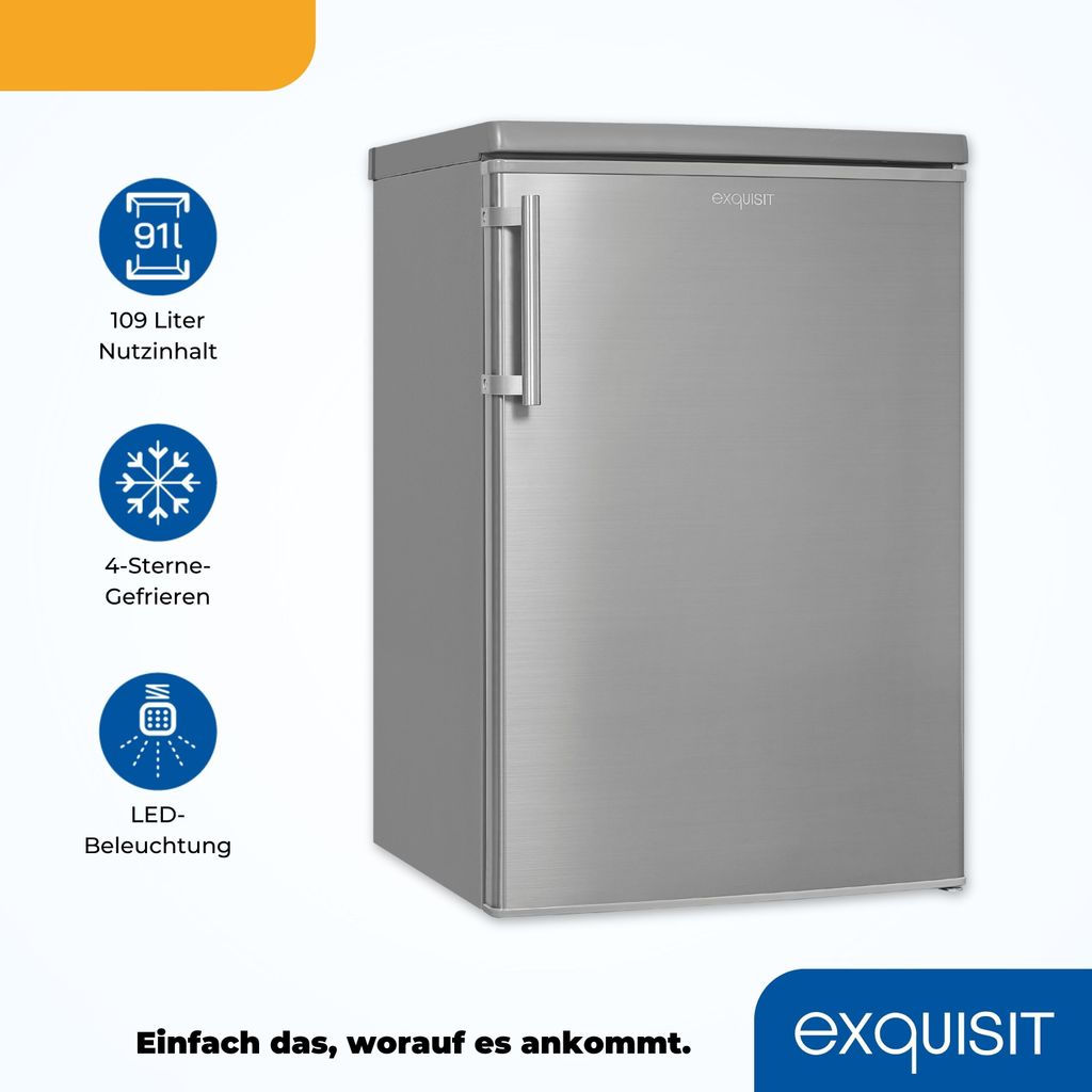 Exquisit Kühlschrank KS16-4-HE-040D inoxlook | Standgerät | Produktbild 3
