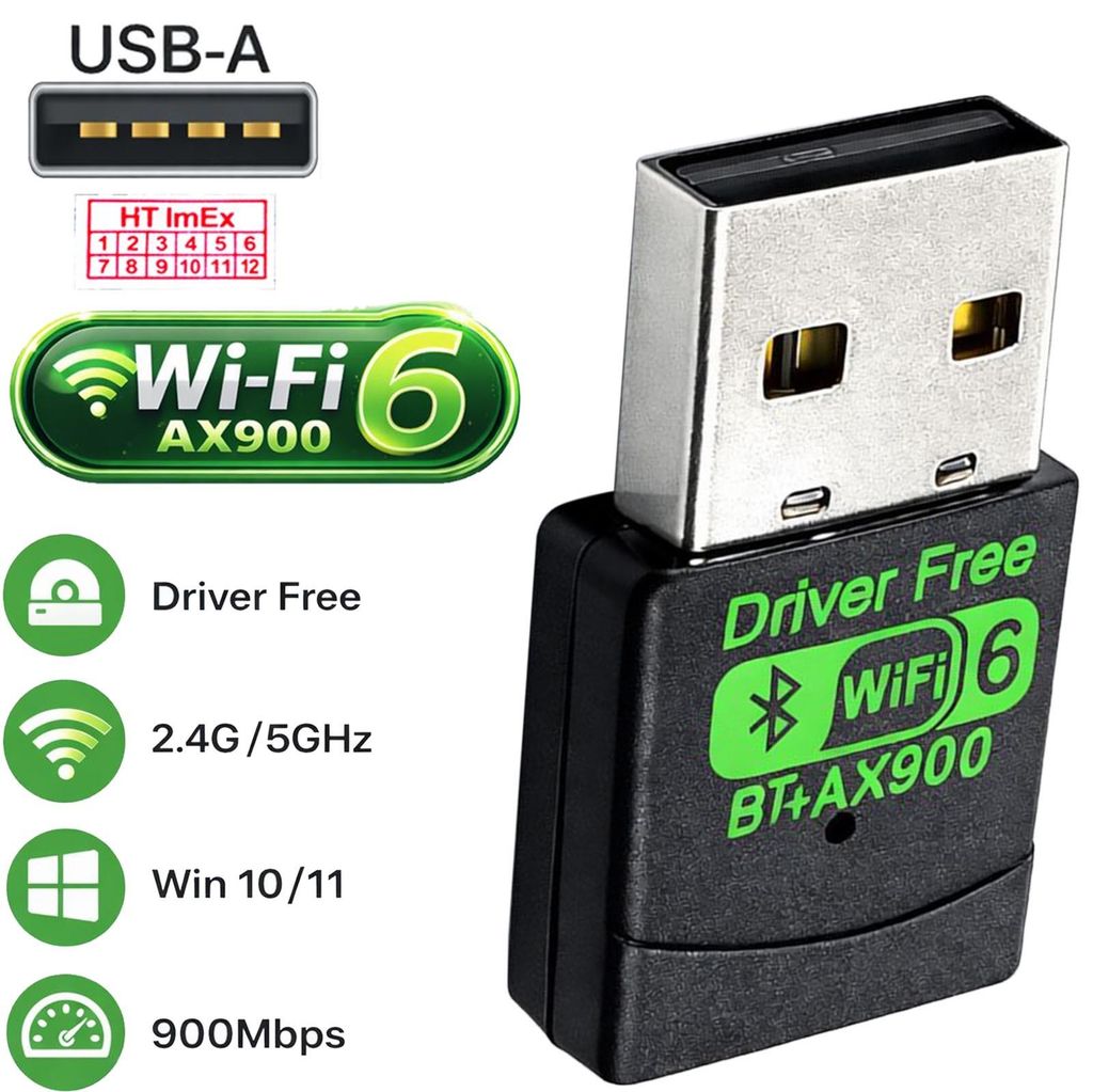 WLAN Bluetooth 5.3 Adapter 2in1 USB Stick AX900 Dual Band 2,4GHz / 5GHz