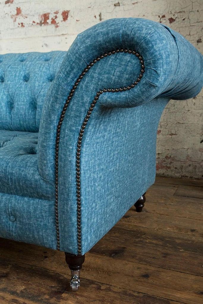 Chesterfield Couch 3 Sitzer Polster Sitz Textil Stoff Leder Couchen Sofas Sofa