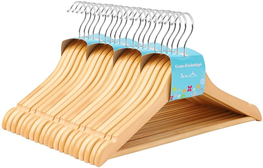 Hoppa! | Holz-Kinderkleiderbügel | 20 Stück - Braun